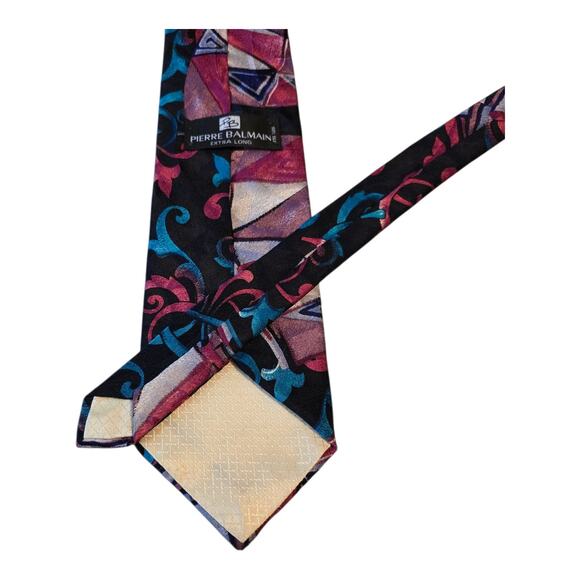 Pierre Balmain Necktie 100% Silk Extra Long 63" x 4" Abstract Geometric Print - Picture 3 of 6
